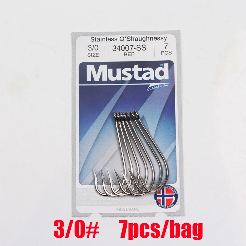 Mustad Norway Origin Fishing Hook High Carbon Hook ,8-8/0#,34007SS