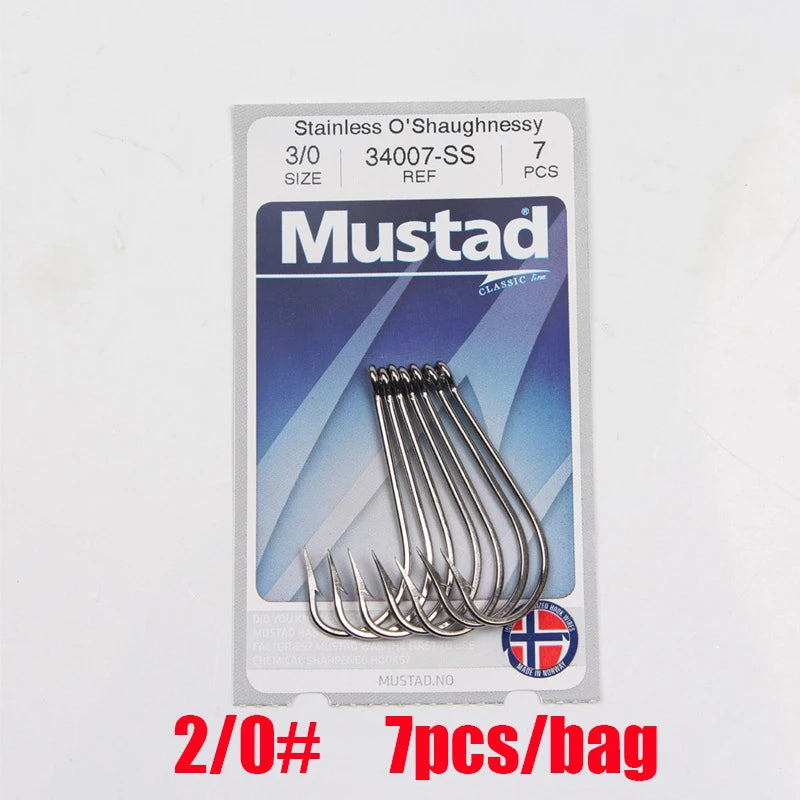 Mustad Norway Origin Fishing Hook High Carbon Hook ,8-8/0#,34007SS