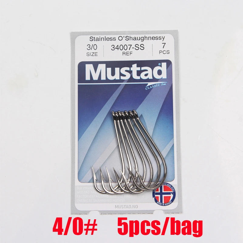 Mustad Norway Origin Fishing Hook High Carbon Hook ,8-8/0#,34007SS