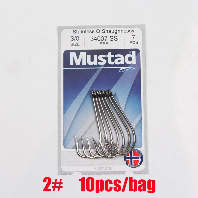 Mustad Norway Origin Fishing Hook High Carbon Hook ,8-8/0#,34007SS