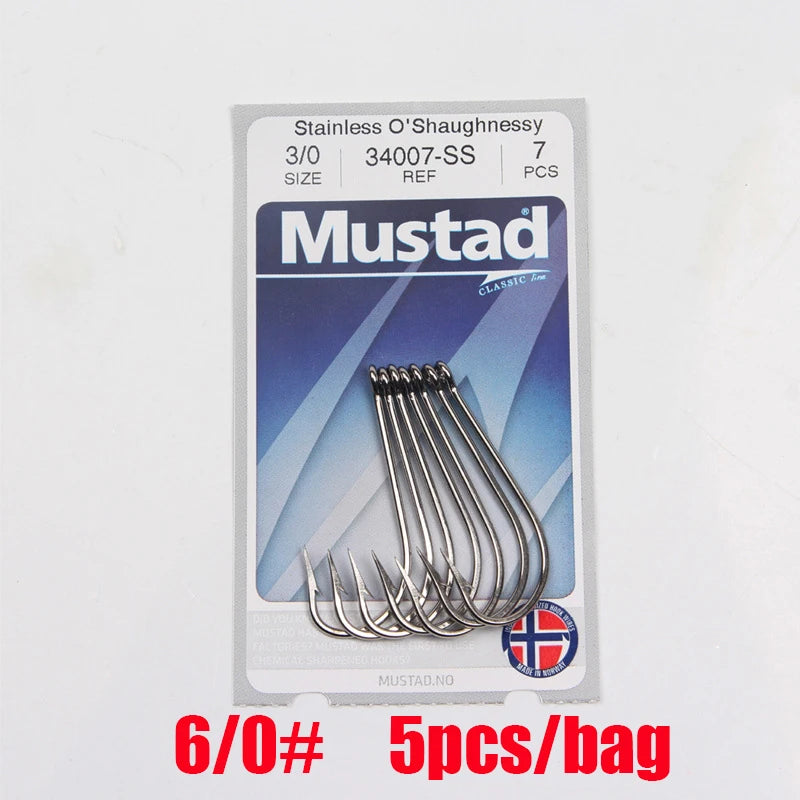 Mustad Norway Origin Fishing Hook High Carbon Hook ,8-8/0#,34007SS