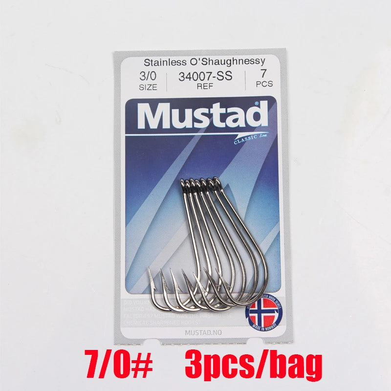 Mustad Norway Origin Fishing Hook High Carbon Hook ,8-8/0#,34007SS