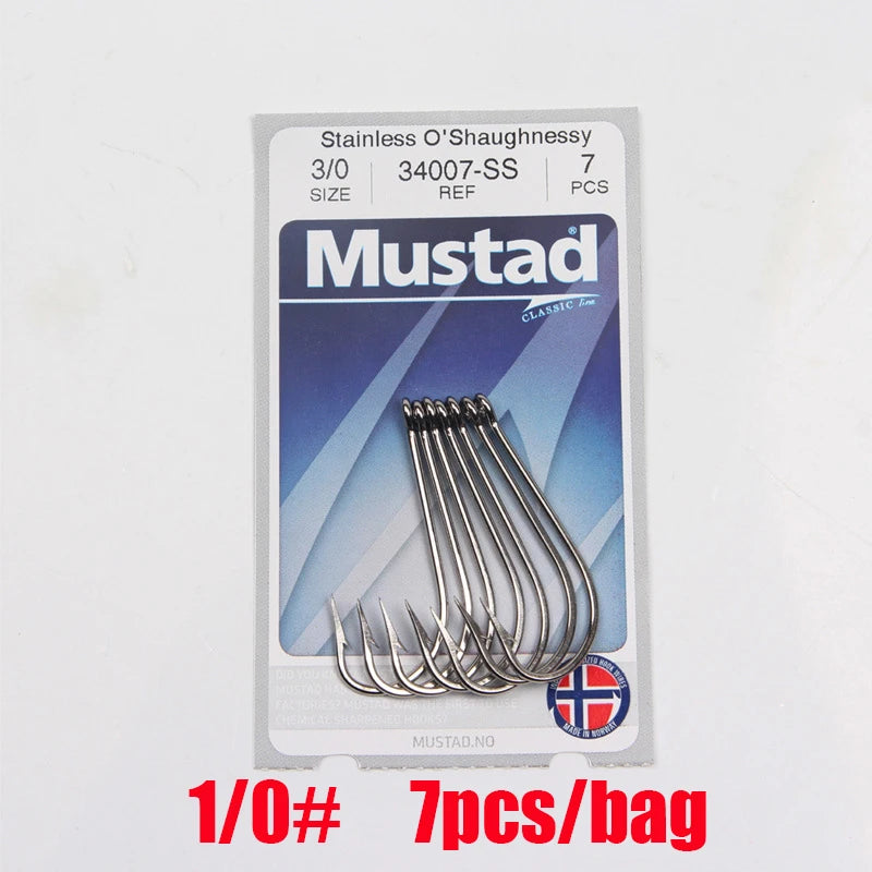 Mustad Norway Origin Fishing Hook High Carbon Hook ,8-8/0#,34007SS