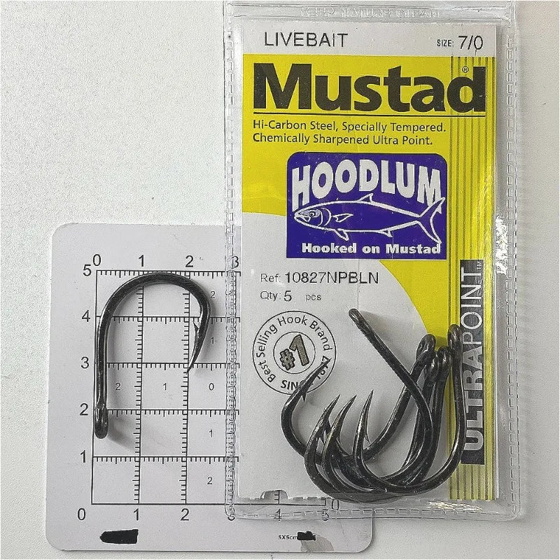 Mustad 10827NP Hoodlum 4X Strong Live Bait Fishing Hooks