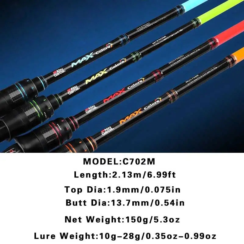 Original Abu garcia Rainbow Fishing Rod 4 colors 2 parts Lure Fishing Rod