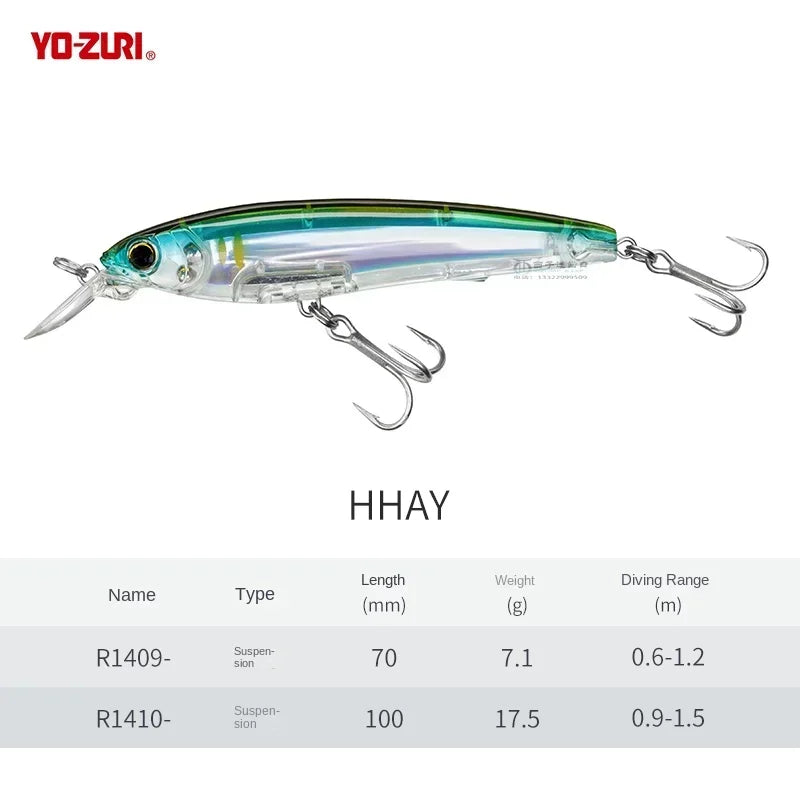Japan YO-ZURI Minnow 3D Prism Refraction R1409 Bass Cocked Mouth Shallow Water Lure Hard Bait Lure