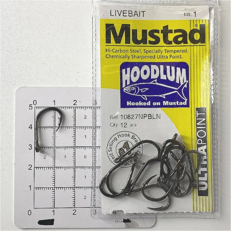 Mustad 10827NP Hoodlum 4X Strong Live Bait Fishing Hooks