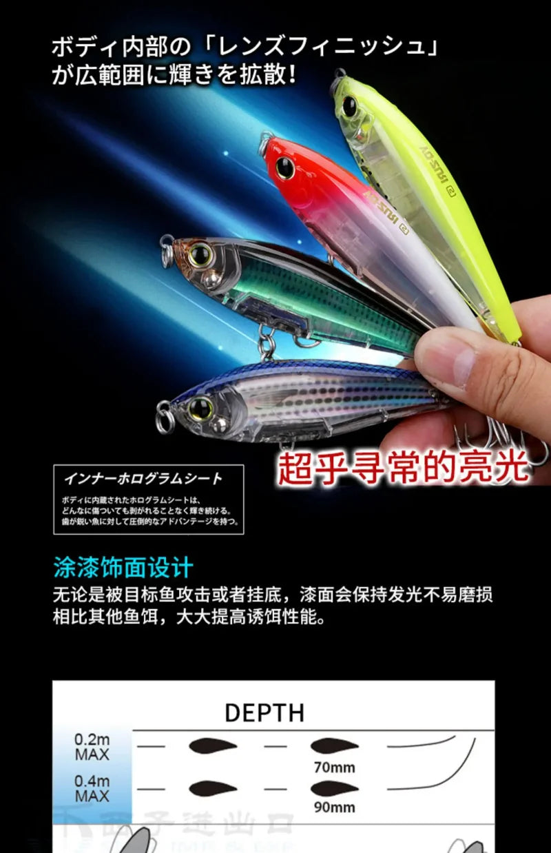 R1207 8.5g 17g YO-ZURI 3D Prism Freshwater Slow Sinking Luya Bait Perch Flipped Mouth Lure