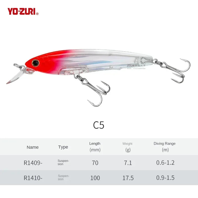 Japan YO-ZURI Minnow 3D Prism Refraction R1409 Bass Cocked Mouth Shallow Water Lure Hard Bait Lure
