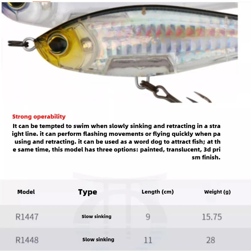 Japan YO-ZURI Pencil Sea Fishing 3D Prism R1447 Submerged Pencil Luya Lure Perch Bait Stubborn