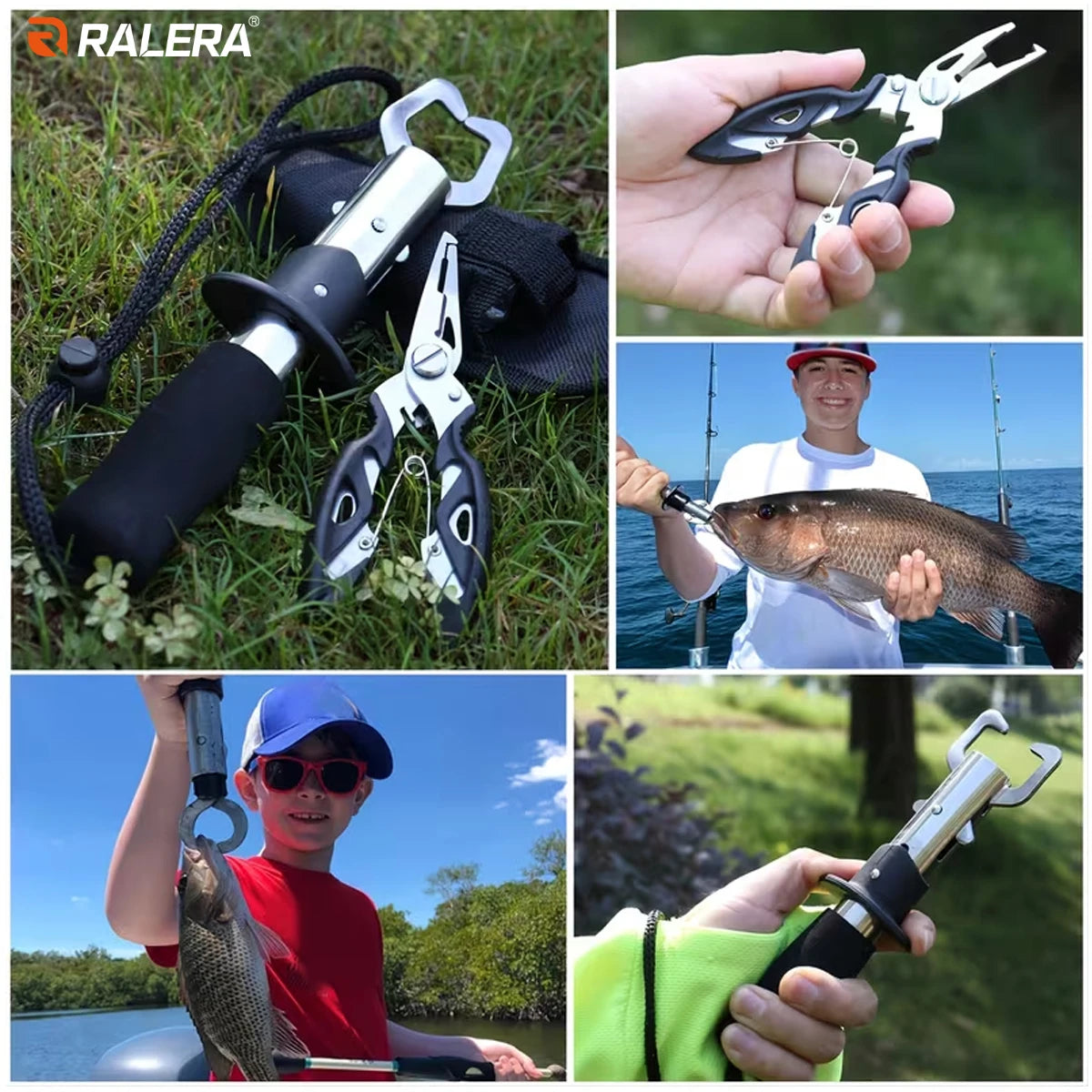 RALERA Fishing Tool Set  Fishing Pliers & Fish Gripper  Multifunctional Fishing Gear with Storage Bag