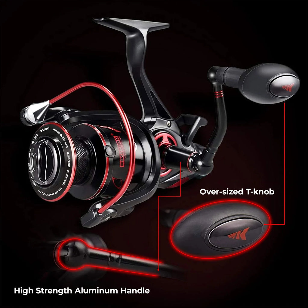 KastKing Sharky Baitfeeder III Spinning Fishing Reel Shielded Stainless Steel BB Carbon Fiber Drag for Live Liner Bait Action