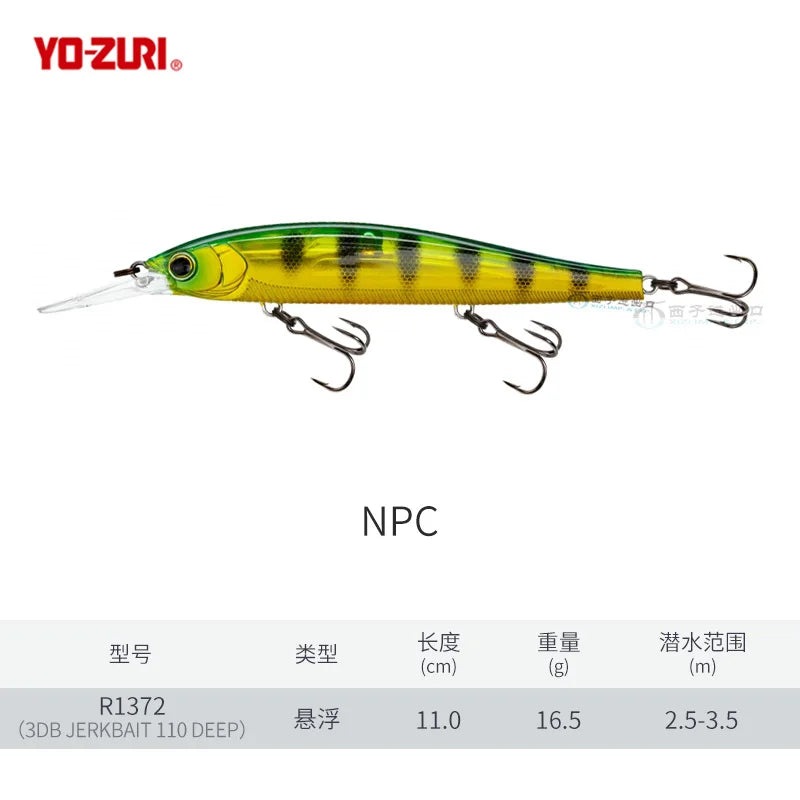 Japan YO-ZURI 3DB Prism R1355 Floating Minnow Cocked Bass Lure Iron Plate Hard Bait