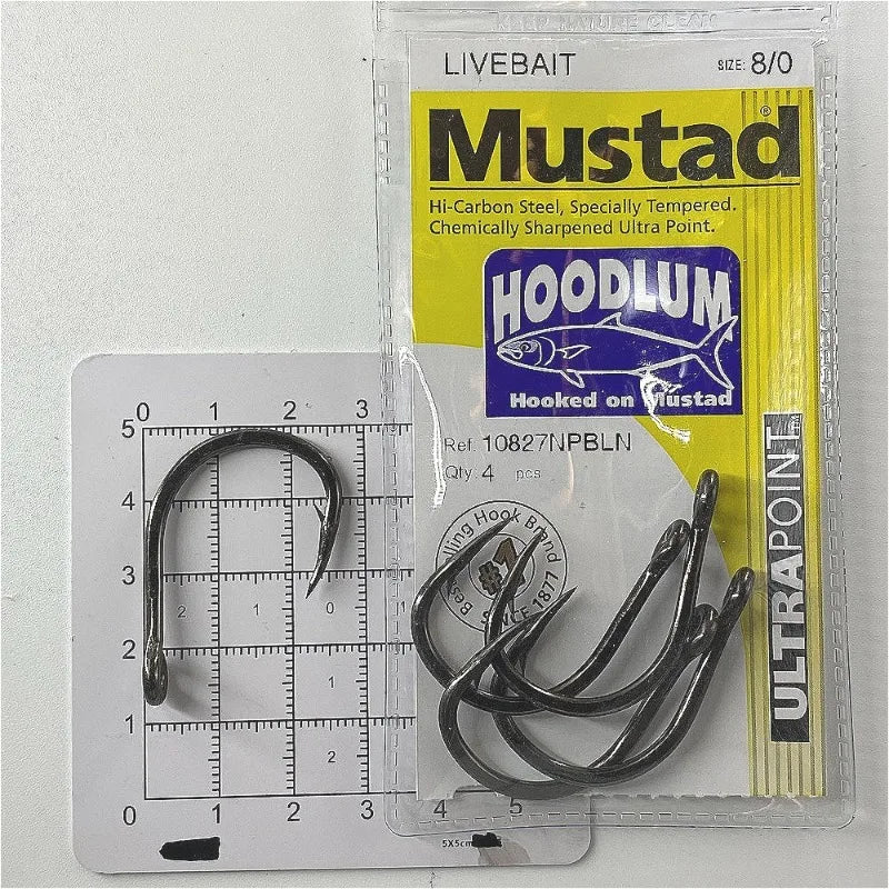 Mustad 10827NP Hoodlum 4X Strong Live Bait Fishing Hooks