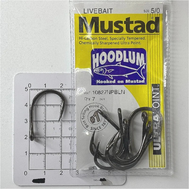 Mustad 10827NP Hoodlum 4X Strong Live Bait Fishing Hooks