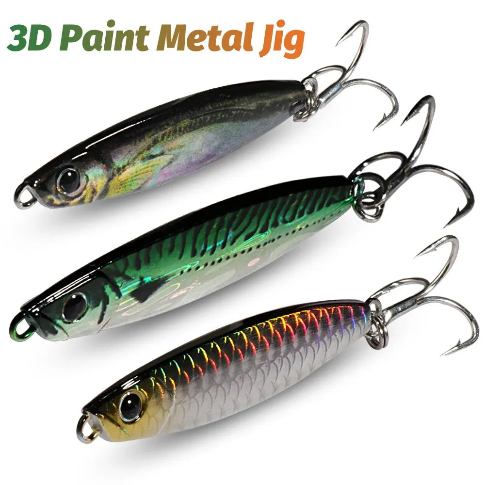 Metal Jig Fishing Lure 10g 20g Cast Hook Swimbait 3D Laser Wobbler Pike Spoon Carp Spinner Sea Tackle Kit Pesca Artificial Bait