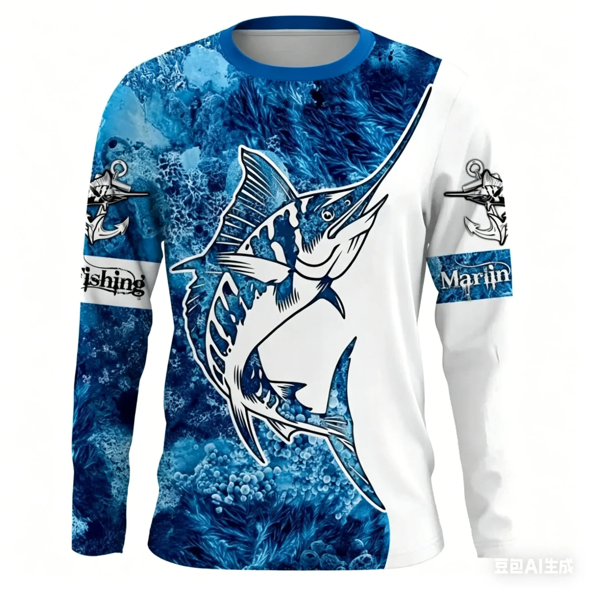 Fishing T Shirt for Men Summer Outdoor Fishing Apparel Sun Protective Long Sleeve 3D Printed Casual Tee UV Resistant Quick Dry