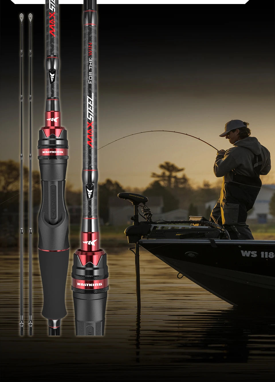 KastKing Max Steel Rod Carbon Spinning Casting Fishing Rod with 1.80m 2.13m 2.28m 2.4m Baitcasting Rod for Bass Pike Fishing