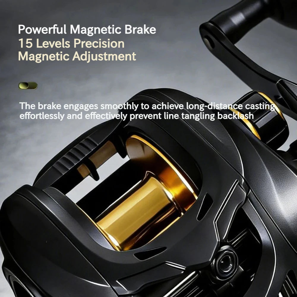 7.2:1 Heavy Duty Baitcasting Reel 15kg Max Drag 18+1BB Deep Spool Seawater Freshwater Boat Fishing Trolling Reel Left/Right Hand