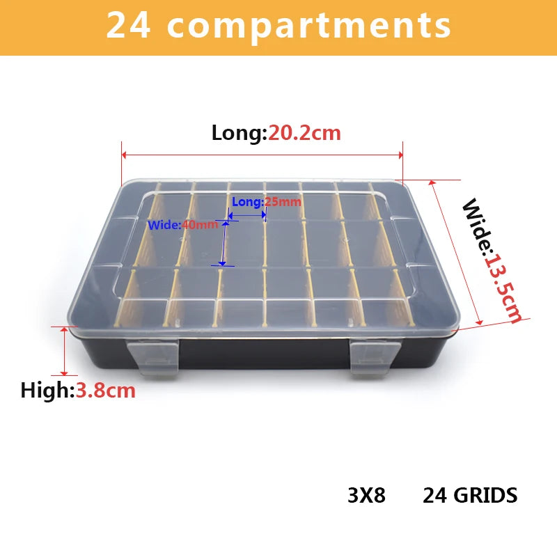 Fishing Tackle Bait Boxes Plastic Storage Organizer with Removable Dividers Container Utility Fishing Lures Trays Tool Screw Box