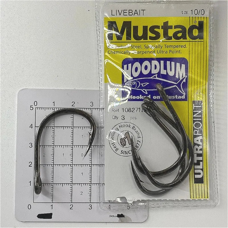 Mustad 10827NP Hoodlum 4X Strong Live Bait Fishing Hooks