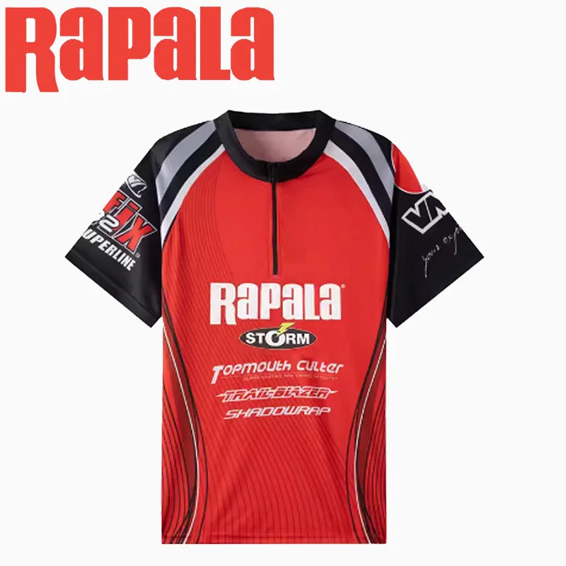New Rapala Fishing Suit Short Sleeve T-Shirt Sleeve Protector Red Black Suit Racing Suit