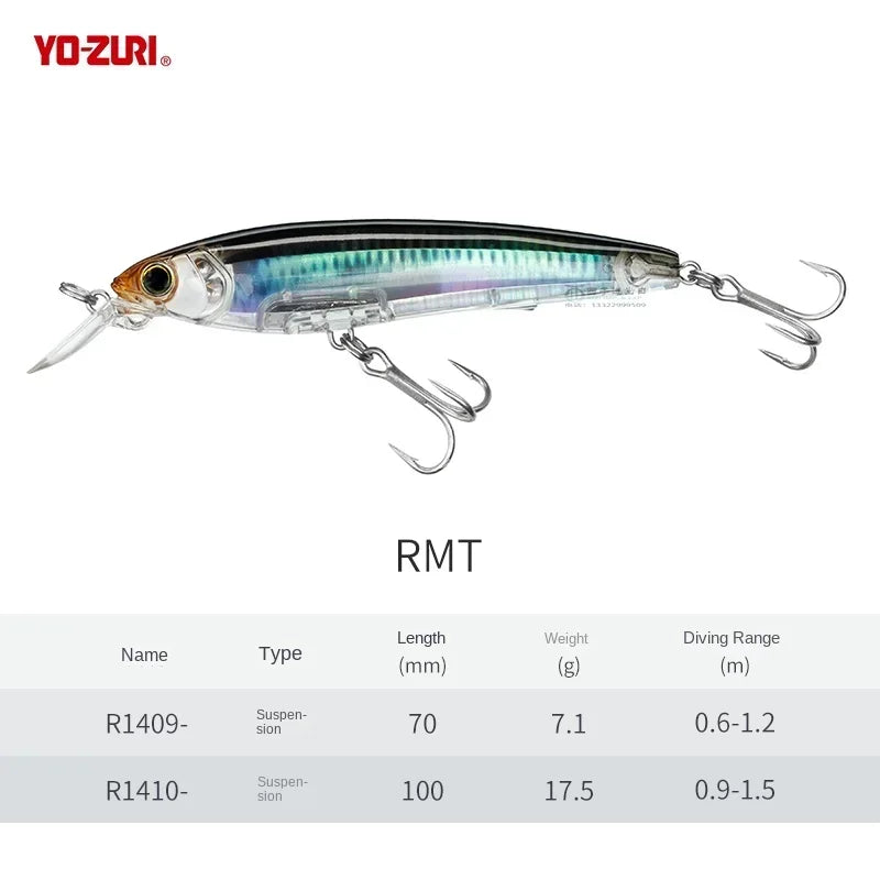Japan YO-ZURI Minnow 3D Prism Refraction R1409 Bass Cocked Mouth Shallow Water Lure Hard Bait Lure