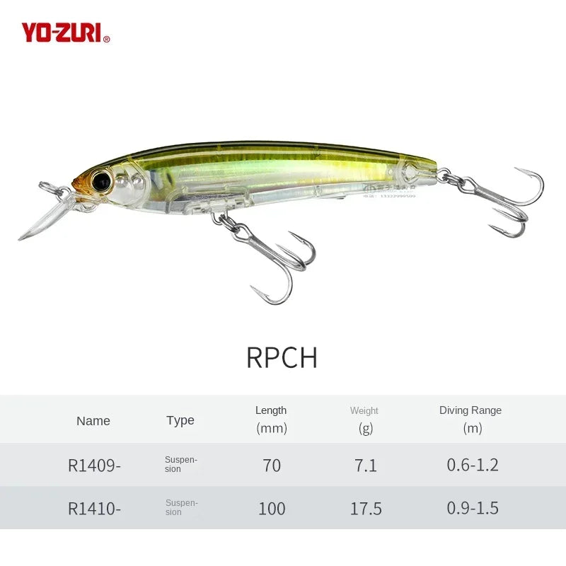 Japan YO-ZURI Minnow 3D Prism Refraction R1409 Bass Cocked Mouth Shallow Water Lure Hard Bait Lure