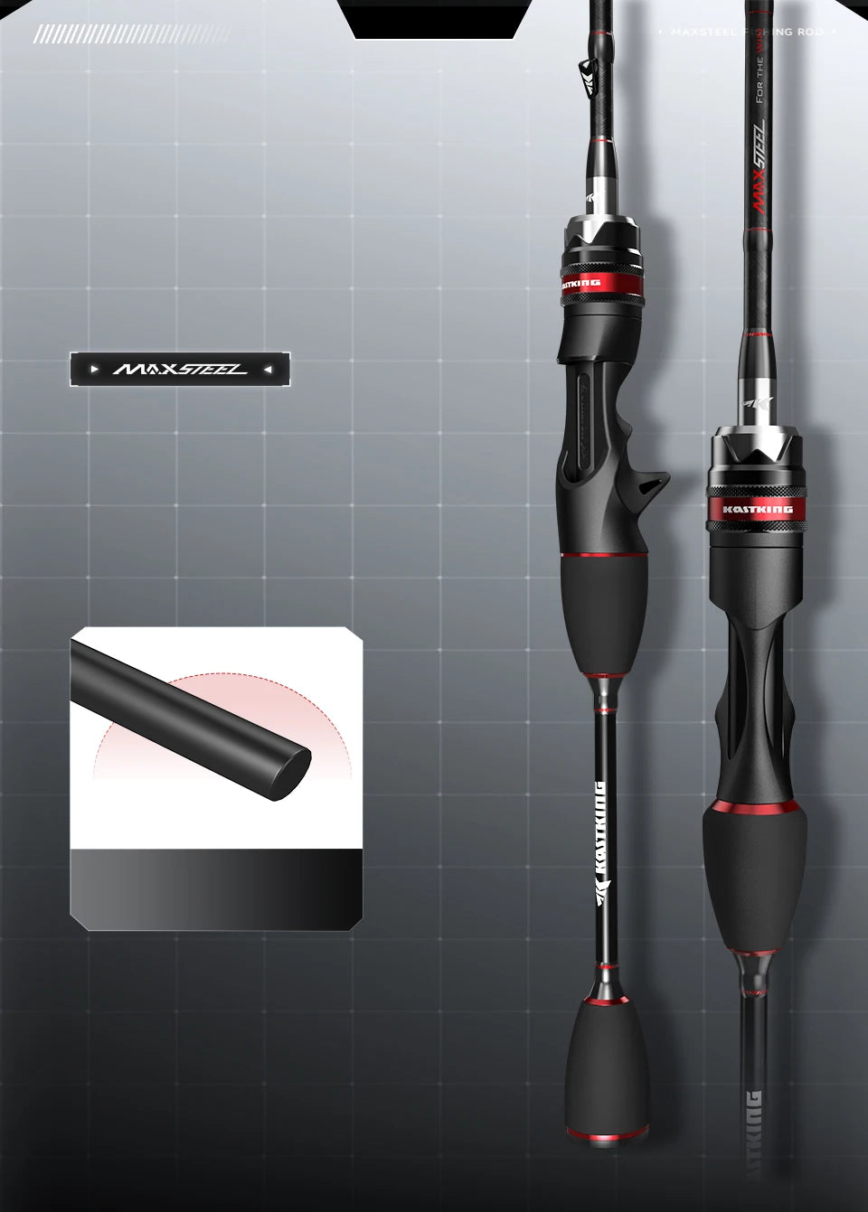KastKing Max Steel Rod Carbon Spinning Casting Fishing Rod with 1.80m 2.13m 2.28m 2.4m Baitcasting Rod for Bass Pike Fishing