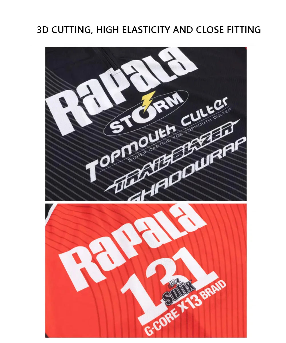 New Rapala Fishing Suit Short Sleeve T-Shirt Sleeve Protector Red Black Suit Racing Suit