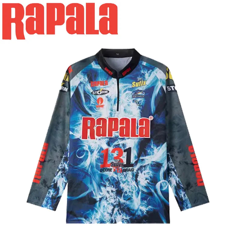 New Rapala Fishing Suit Short Sleeve T-Shirt Sleeve Protector Red Black Suit Racing Suit