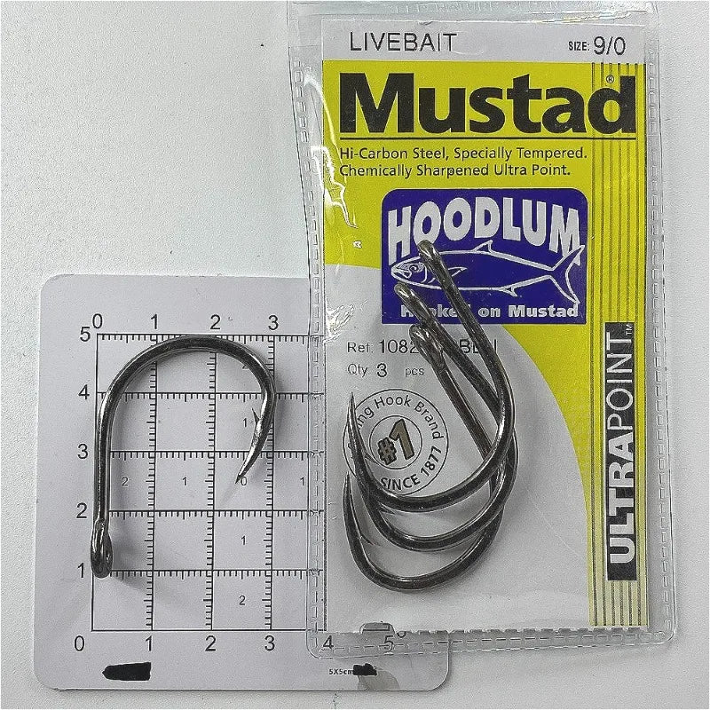 Mustad 10827NP Hoodlum 4X Strong Live Bait Fishing Hooks