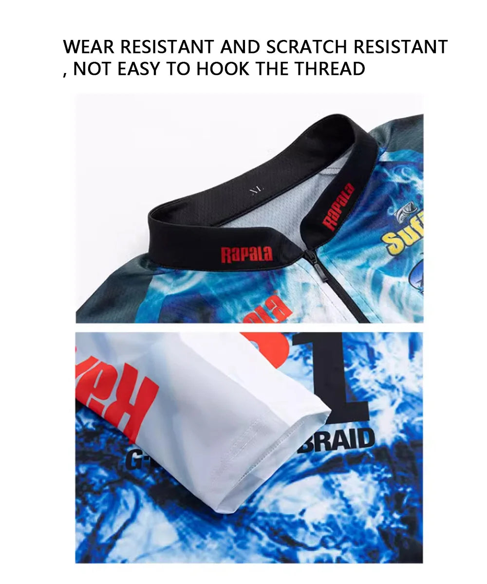 New Rapala Fishing Suit Short Sleeve T-Shirt Sleeve Protector Red Black Suit Racing Suit