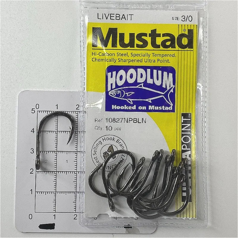 Mustad 10827NP Hoodlum 4X Strong Live Bait Fishing Hooks