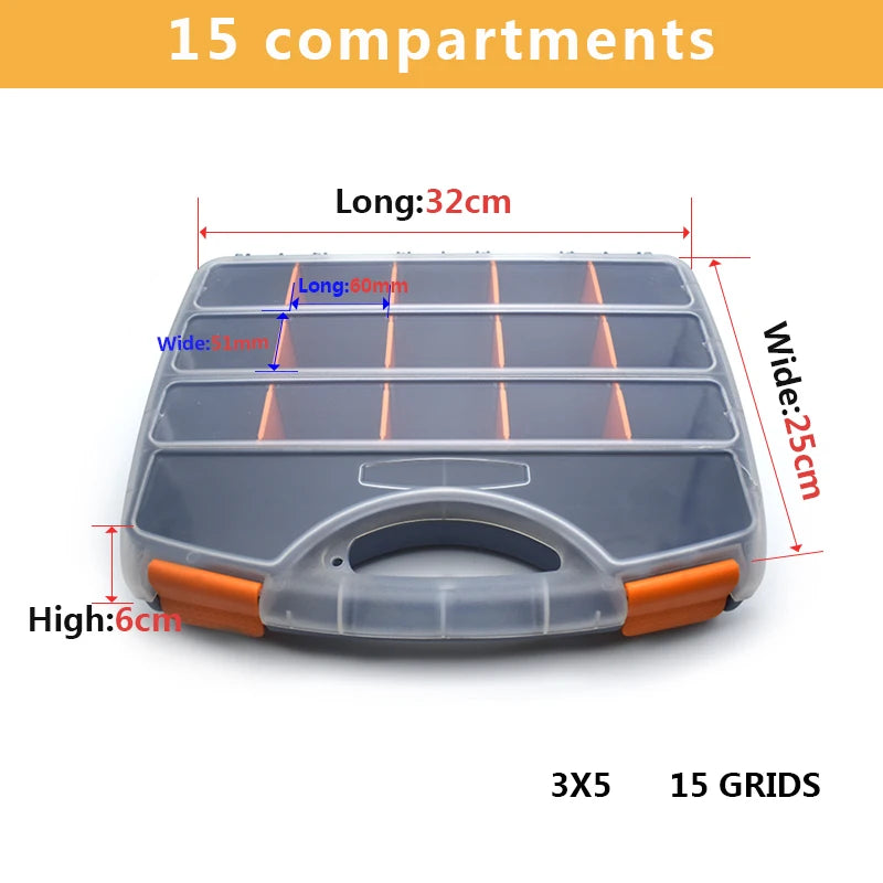 Fishing Tackle Bait Boxes Plastic Storage Organizer with Removable Dividers Container Utility Fishing Lures Trays Tool Screw Box