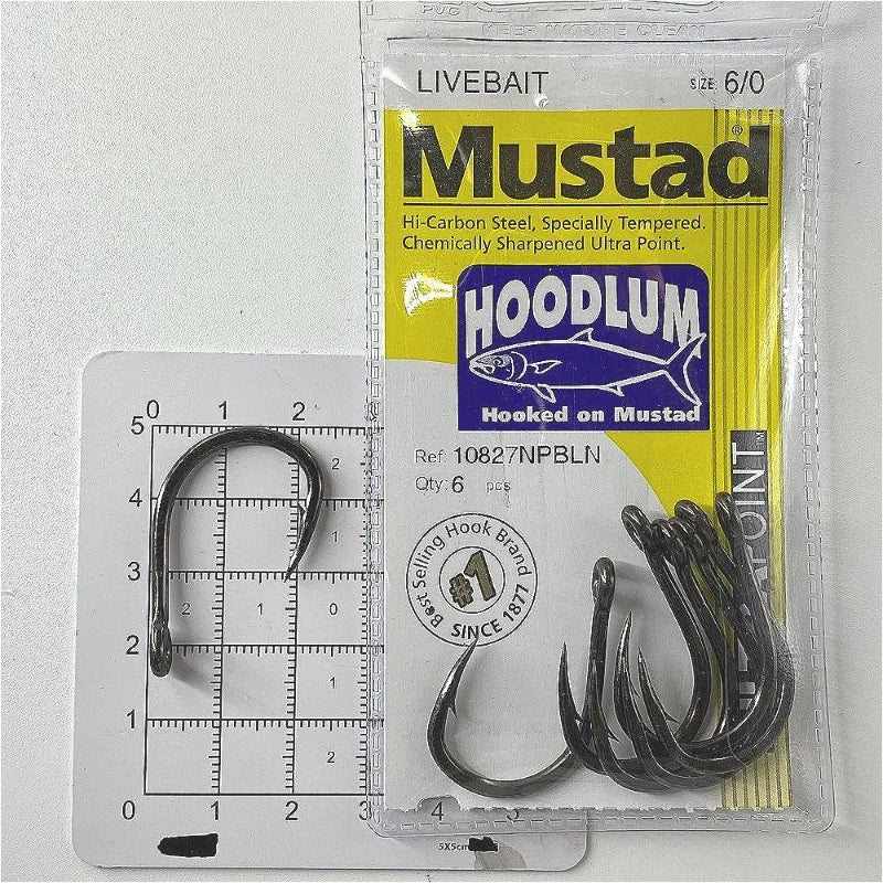 Mustad 10827NP Hoodlum 4X Strong Live Bait Fishing Hooks