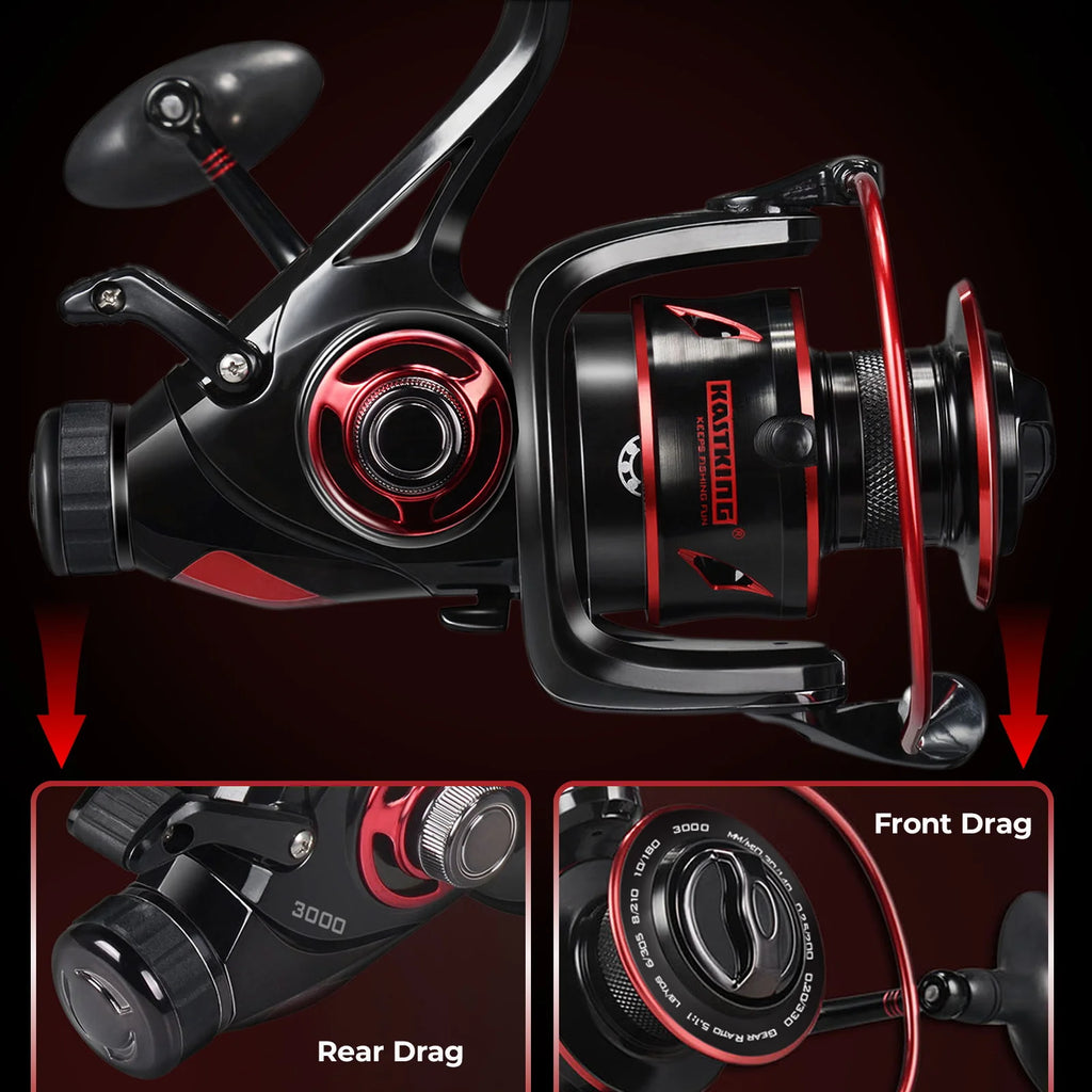 KastKing Sharky Baitfeeder III Spinning Fishing Reel Shielded Stainless Steel BB Carbon Fiber Drag for Live Liner Bait Action