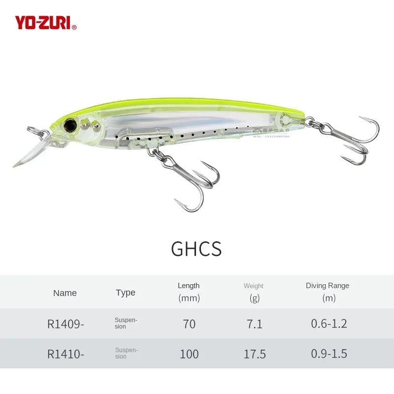 Japan YO-ZURI Minnow 3D Prism Refraction R1409 Bass Cocked Mouth Shallow Water Lure Hard Bait Lure