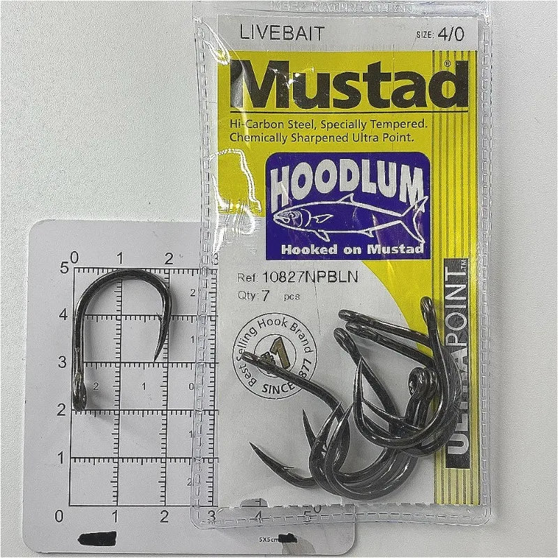 Mustad 10827NP Hoodlum 4X Strong Live Bait Fishing Hooks