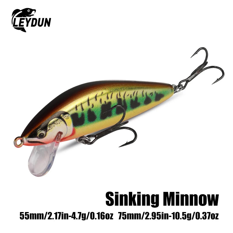 Leydun Suspending Sinking Minnow Fishing Lures 55mm 4.7g 75mm 10.5g Artificial Trout Lure Jerkbait Wobblers Hard Swimbaits