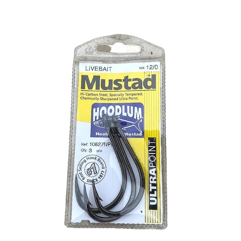 Mustad 10827NP Hoodlum 4X Strong Live Bait Fishing Hooks