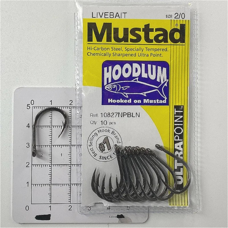 Mustad 10827NP Hoodlum 4X Strong Live Bait Fishing Hooks
