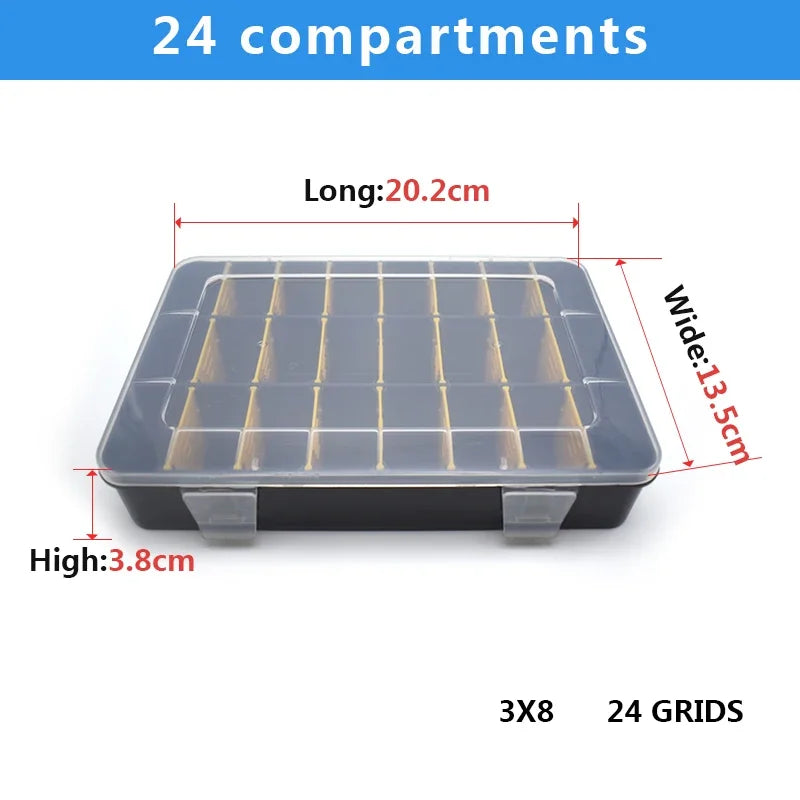 Fishing Tackle Bait Boxes Plastic Storage Organizer with Removable Dividers Container Utility Fishing Lures Trays Tool Screw Box