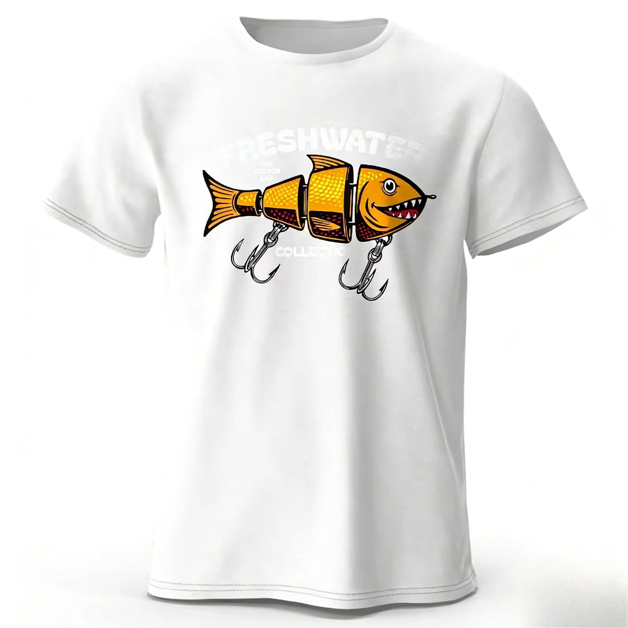 Fishing Lure Pattern Printed Men's T-Shirt 100% Cotton Oversized Fishing Hobby Graphic Tees for Women Tops Tees Streetwear