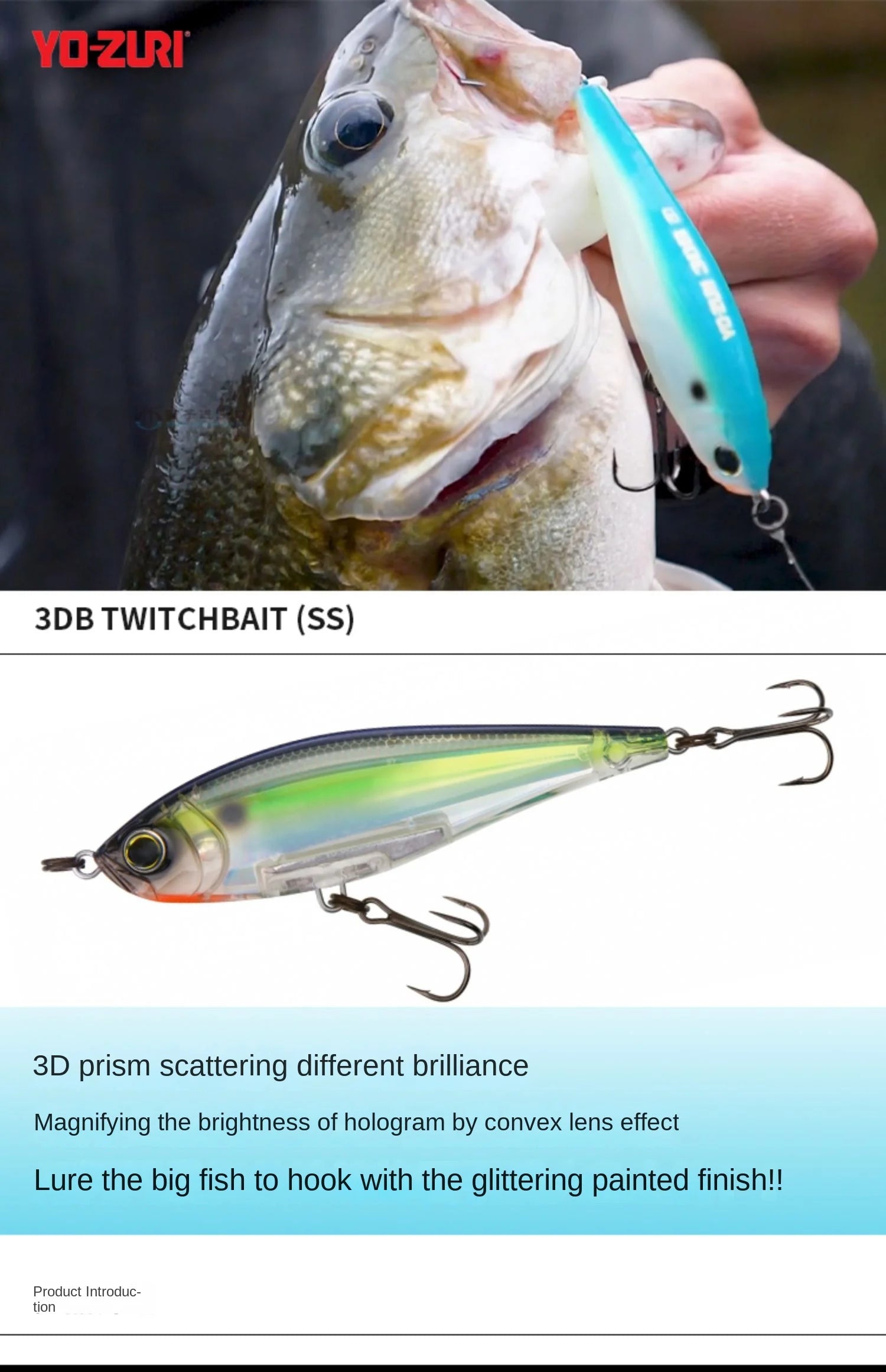 Japan YO-ZURI Pencil Sea Fishing 3D Prism R1447 Submerged Pencil Luya Lure Perch Bait Stubborn