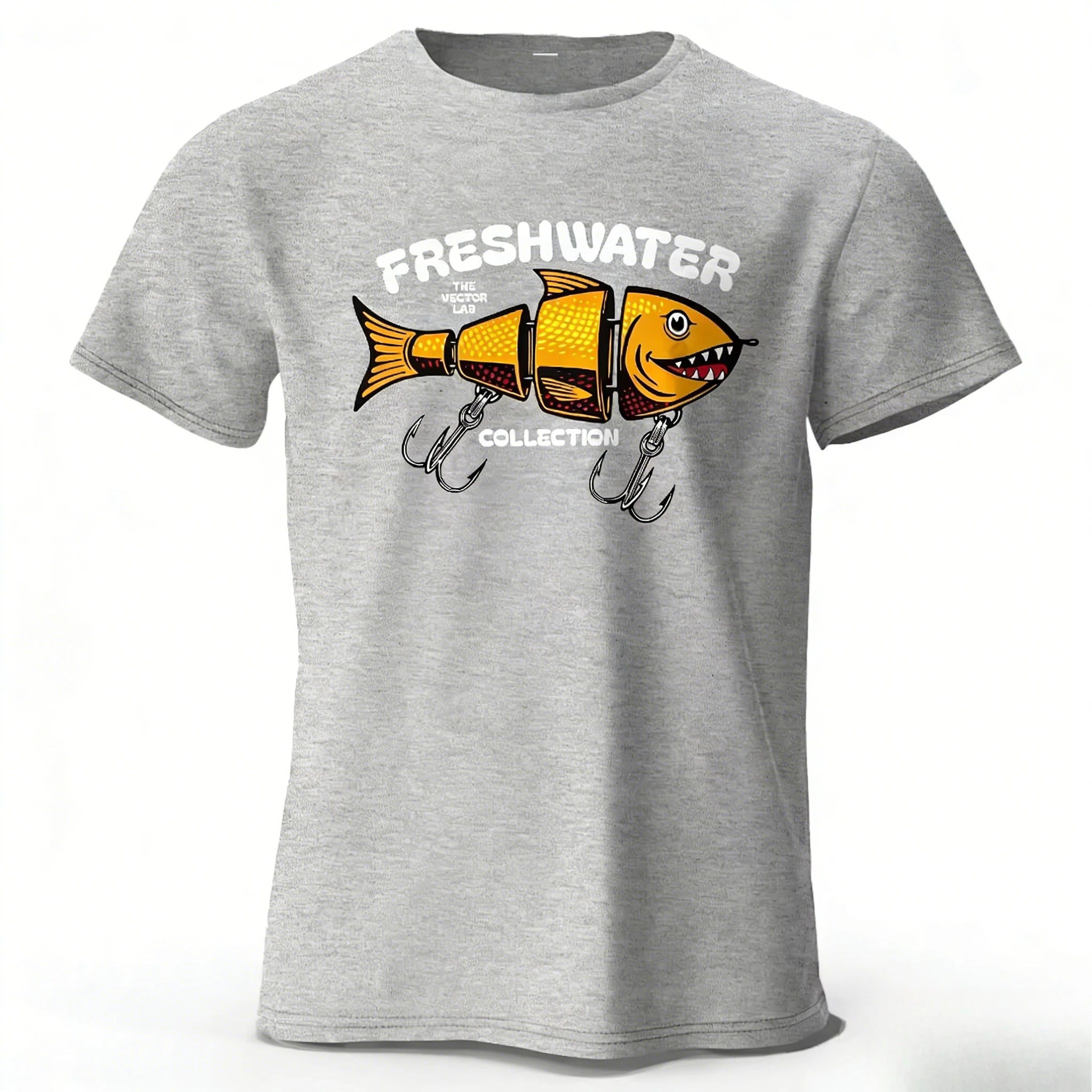 Fishing Lure Pattern Printed Men's T-Shirt 100% Cotton Oversized Fishing Hobby Graphic Tees for Women Tops Tees Streetwear