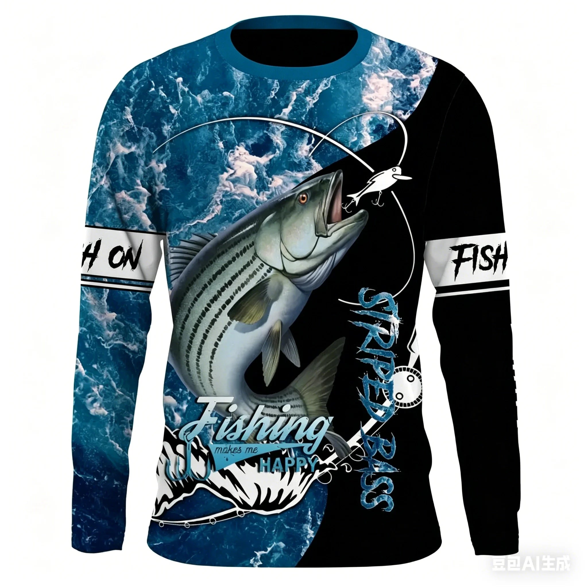 Fishing T Shirt for Men Summer Outdoor Fishing Apparel Sun Protective Long Sleeve 3D Printed Casual Tee UV Resistant Quick Dry