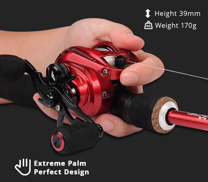 KastKing Spartacus II Red Color Baitcasting Reel 8KG Max Drag 7+1 High Speed Gear Ratio Fishing Coil