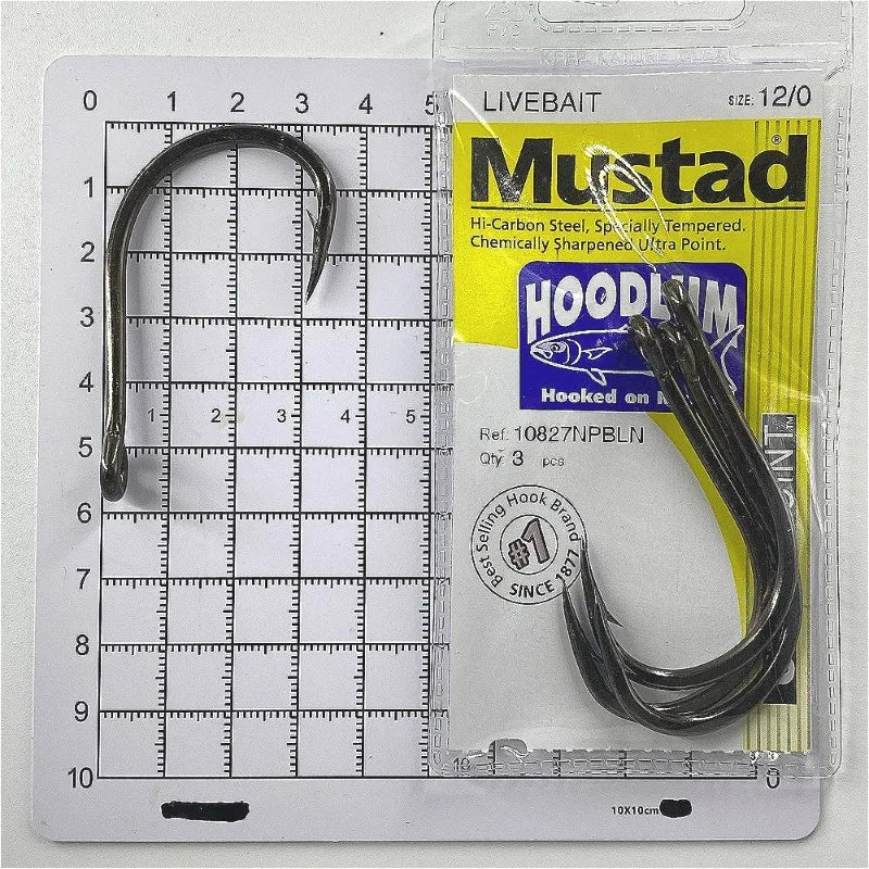 Mustad 10827NP Hoodlum 4X Strong Live Bait Fishing Hooks