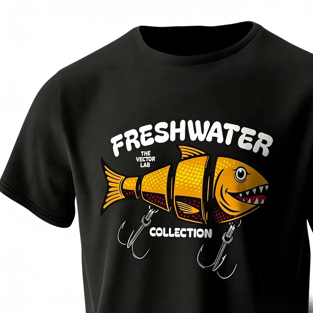 Fishing Lure Pattern Printed Men's T-Shirt 100% Cotton Oversized Fishing Hobby Graphic Tees for Women Tops Tees Streetwear